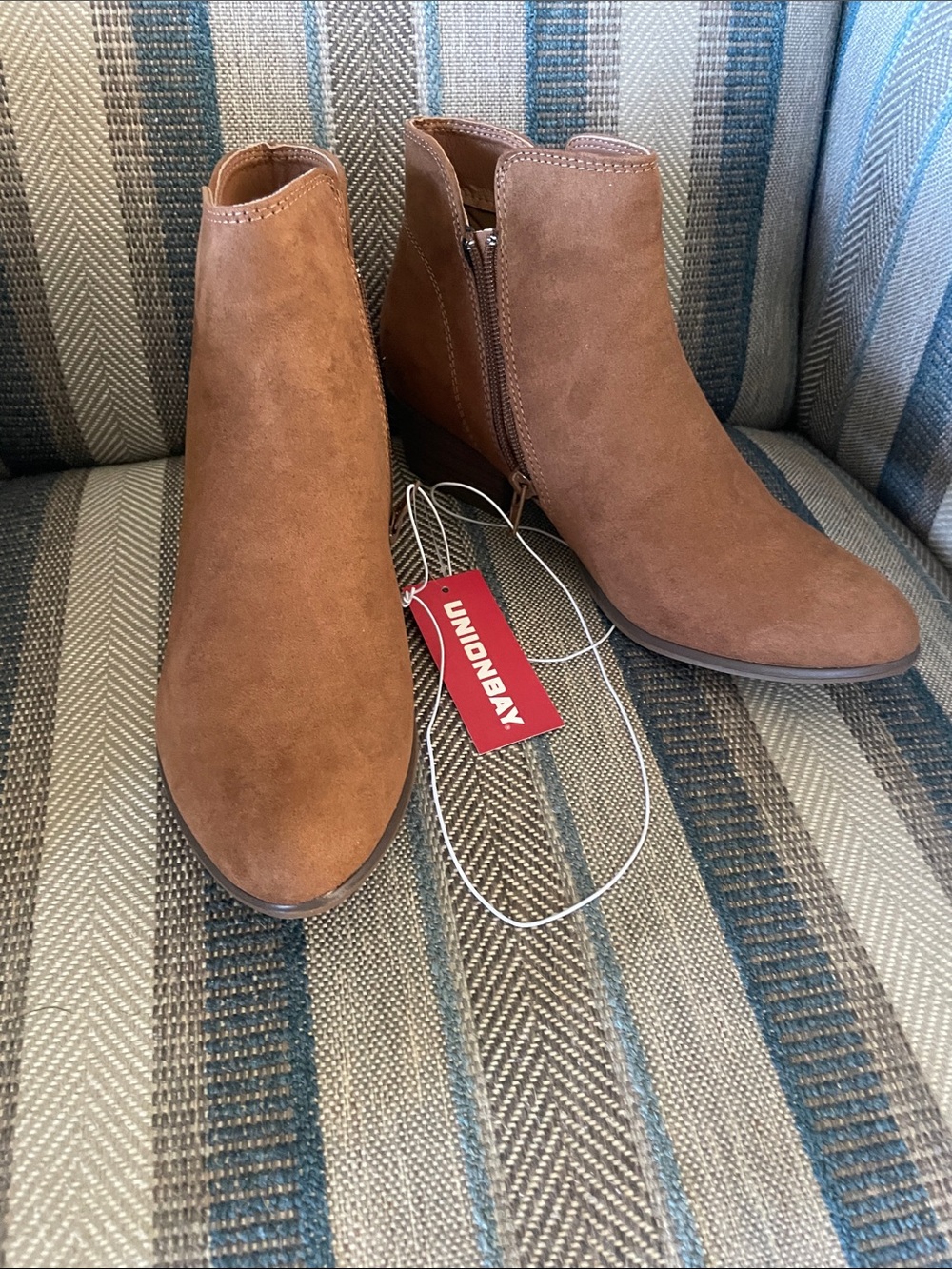 UNIONBAY Chestnut Suede Ankle Booties